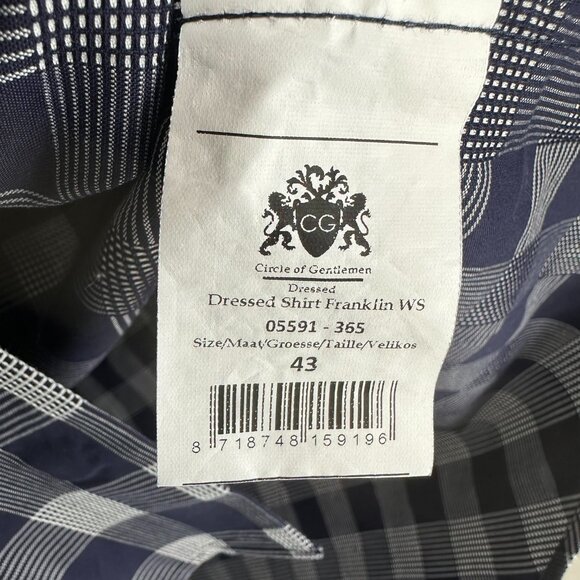 3/$25 Circle of Gentleman Plaid Button Down Shirt 43 Navy - Picture 7 of 7